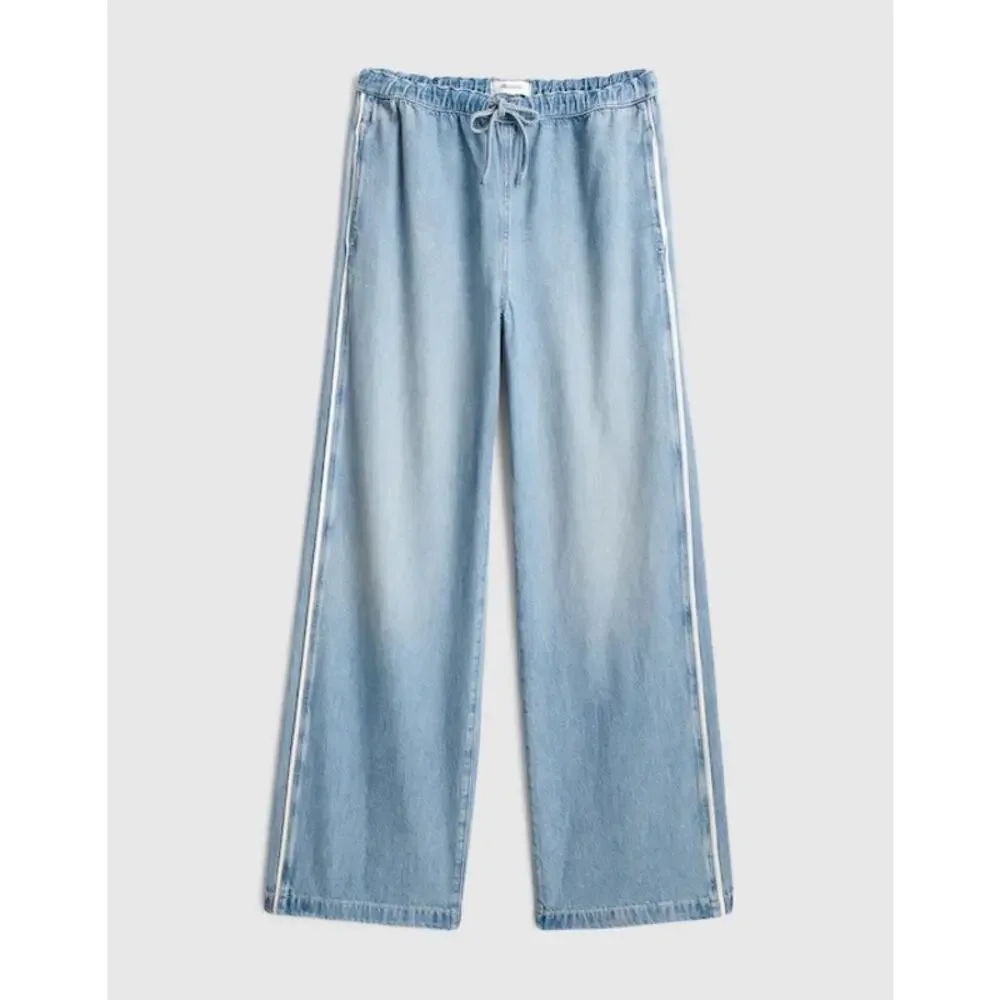 Madewell Tall Pull-On Track Pants in Airy Denim Faded Horizon Wash Size TM